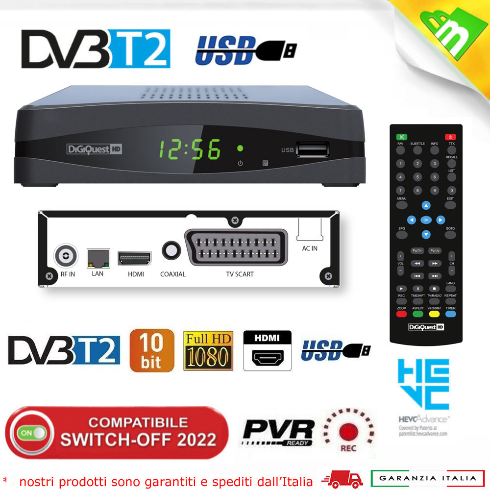 Upgrade TV Istantaneo: Decoder DVB-T2 HD H265 HEVC 10 Bit USB