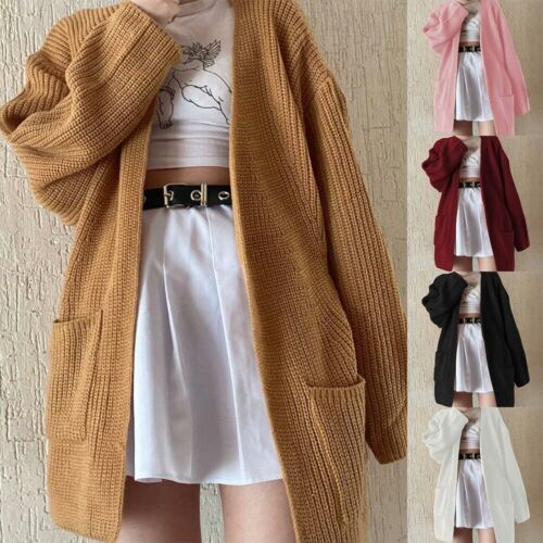❤️ Womens Knitted Sweater Open Front Pocket Coat Long Cardigan Coat Tops Jacket