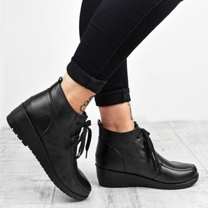 womens black wedge ankle boots