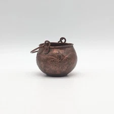 VTG Hand Forged Copper Cauldron Pot - 3” Swing Handle Rolled Edge Rivets