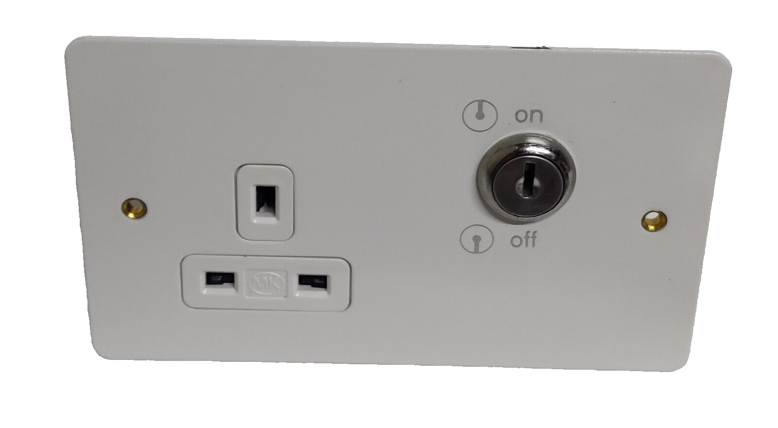 MK Electric K14355WHI W 1G DP 13A Key Operated Socket