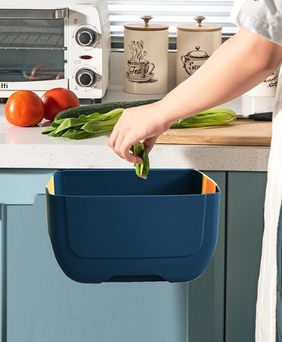 Hanging Kitchen Trash Can,Foldable Waste Bin for Kitchen,Hanging Folding Mini Tr - Picture 5 of 8