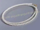 Mini Pearl 3-4mm Genuine Natural White Akoya Round Pearl Necklace 14k Gold Clasp
