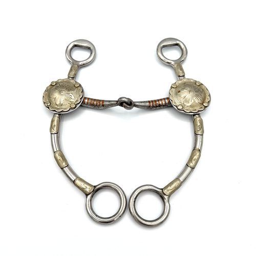 Western Horse Mouth Snaffle Curb Bit Floral Silver Overlay Equestrian Show - Picture 10 of 11