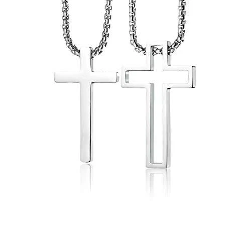 Amazon.com: Wolentty Couple Cross Necklace Stainless Steel Religious Matching  Necklaces Gift for Valentine's Day: Clothing, Shoes & Jewelry