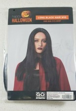 HALLOWEEN Beautiful Long Black Hair Wig Adult One Size Fits Most New Sealed