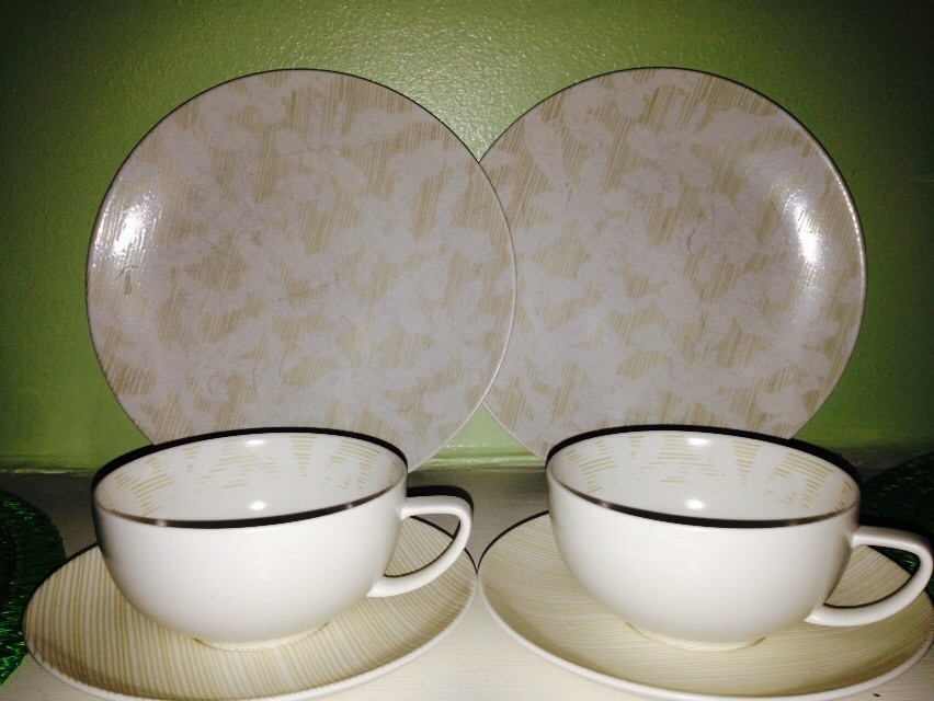 Calvin Klein Tonal Floral 18 Piece Dinnerware Collectible Gift