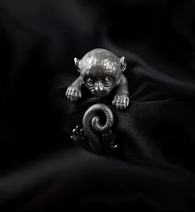 Adjustable Ring Silver Plated Monkey Shape Fit Any Size Vintage Uk Stock - Image 4 of 4