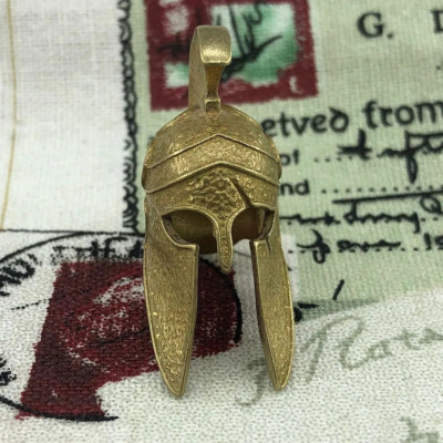 Spartan Helmet Pendant in Brass   Ancient Greek Warrior Helm