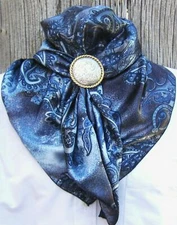 Wild Rag Scarf Cowboy Scarves Buckaroo Bandana Cowgirl Silky Paisley navy