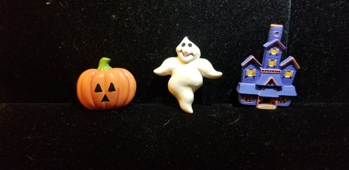 3 Vintage Halloween Knopfabdeckungen Harz Kunststoff und Metall - Bild 2 von 5