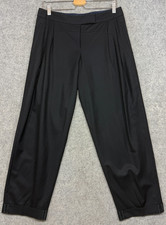 Stella McCartney Wool Pleated Cuffed Barrel Trouser Womens Size 42 Black Pants
