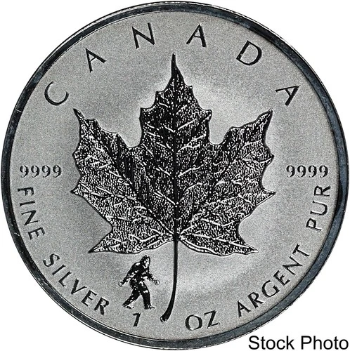 2016 Canada $5 Bigfoot Privy Maple Leaf 1 oz .999 Fine Silver BU Coin