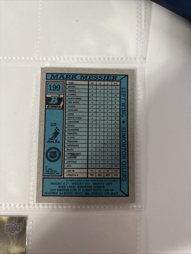 1990-91 Bowman Mark Messier #199 Edmonton Oilers - Picture 2 of 2