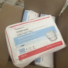 4 (18-Pk) Cardinal Health Moderate Absorbency Underwear Large 44-54"