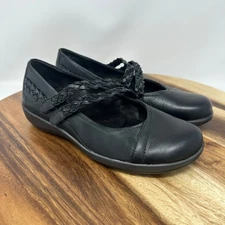 Aetrex Annie Womens Black Leather Braided Straps Mary Jane Flats EU 40, US 9-9.5