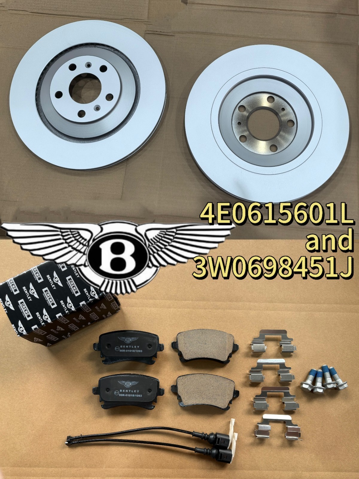GEN FOR 2017-2019 Bentley Gt Gtc Flying Spur rear rotor brakes brake pads set