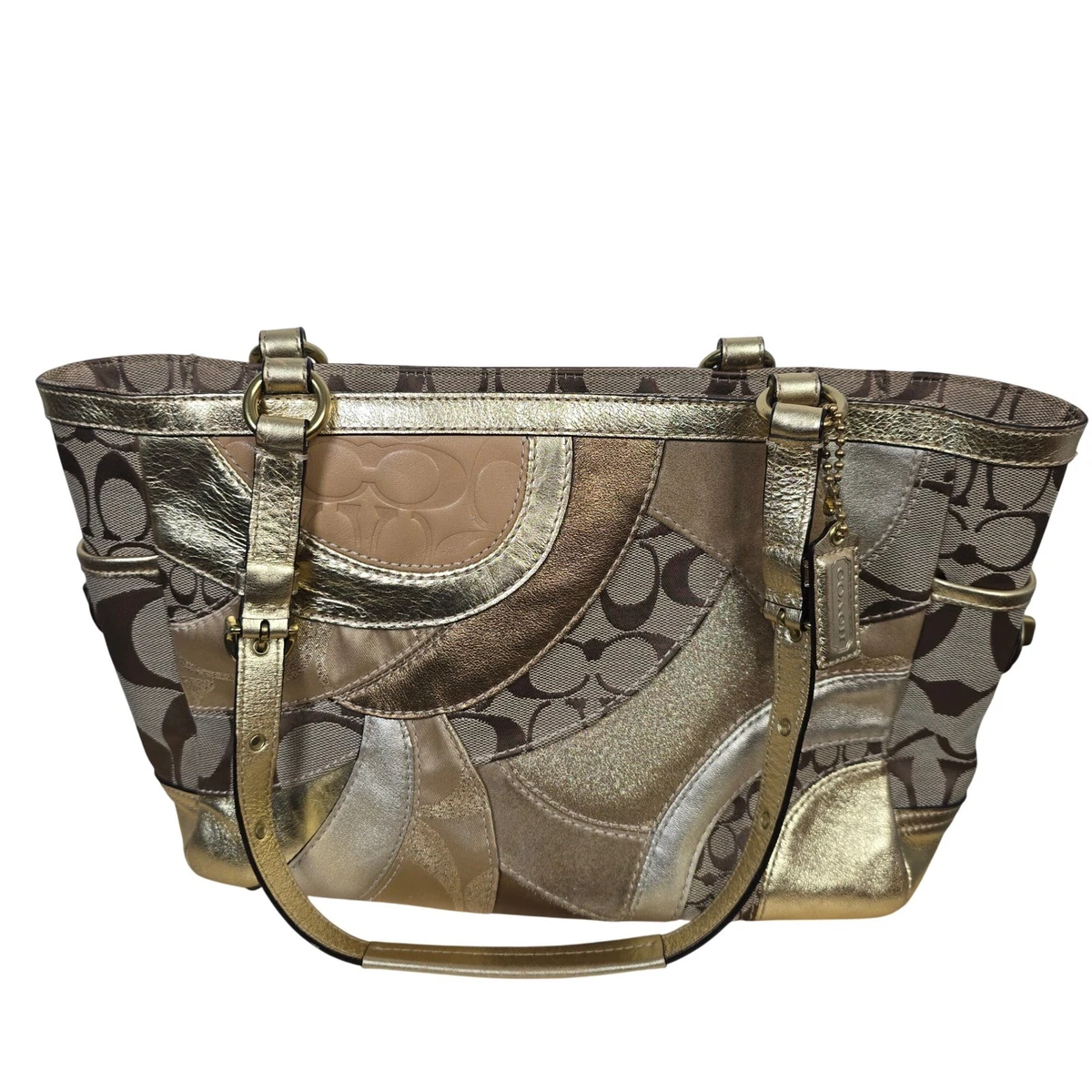 バッグ Coach Signature Handbag Canvas Suede Coach Patchwork Suede Exterior Tote Bags & Handbags for Women for