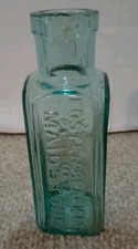 Antique Aqua Glass Bottle Embossed "Eiffel Tower Lemonade"