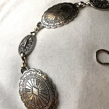 Western Concho Women Belt Silver Oval Medallion Boho Cowgirl Waist Chain