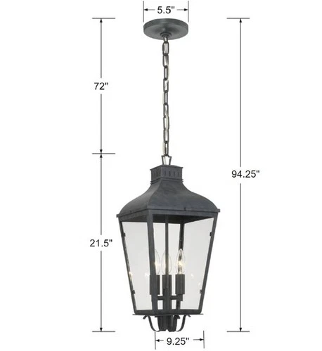 Crystorama Dumont 9.25'' Graphite Outdoor Pendant - Picture 5 of 5