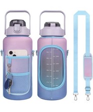Extra Large Water Bottle 2L Pink Water Bottle With Strap Portable Gym Bottle