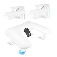 U-Shaped White Manicure Arm Rest for Nails Tech with Rotating 360 Built-In Ph...