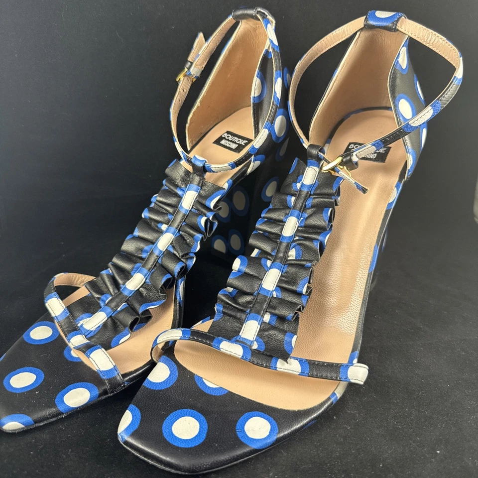 Tacones Boutique Moschino - Italia - Lunares negros blancos azules - Nuevos sin caja Foto 3 de 4