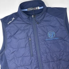 RLX Ralph Lauren Cool Wool Puffer Vest Mens XL Blue Hybrid Golf Full Zip NWOT