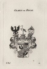 1830 Regal Wappen coat of arms Kupferstich engraving Heraldik heraldry