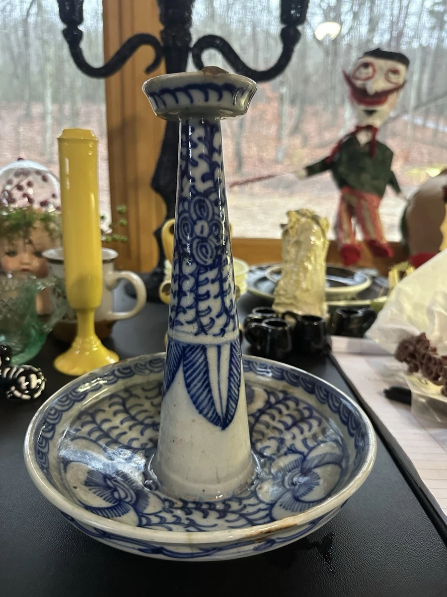 蓝色中国古董花瓶| eBay