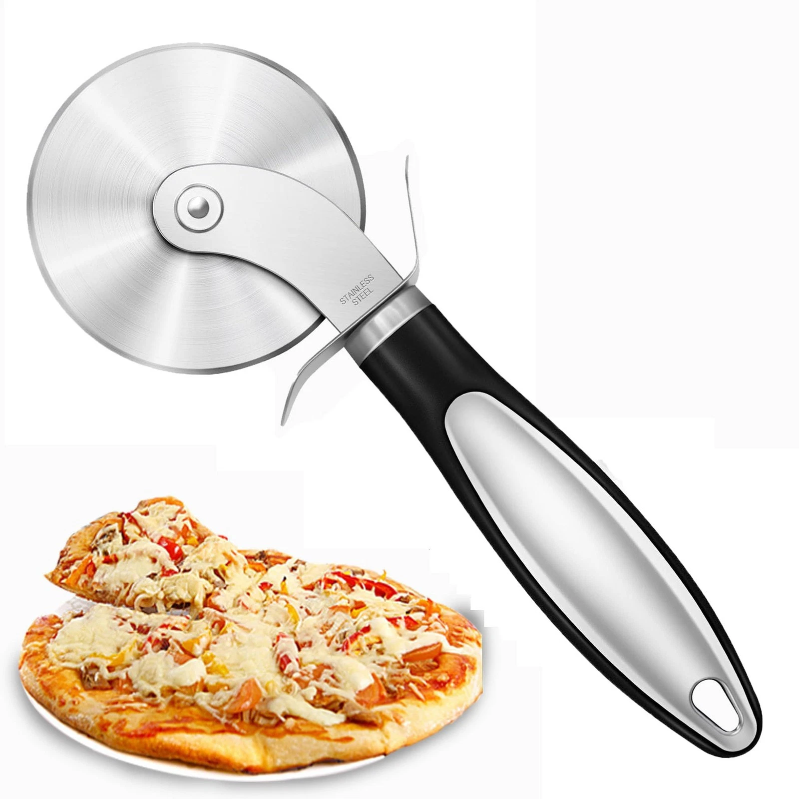 Rueda cortadora de pizza de acero inoxidable con mango ergonómico
Opens in a new window or tab