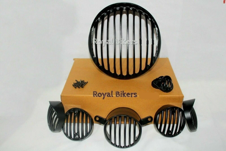 Fit For Royal Enfield Bullet 500 - "Headlight Cover Grille Set Black" - Image 3 of 4