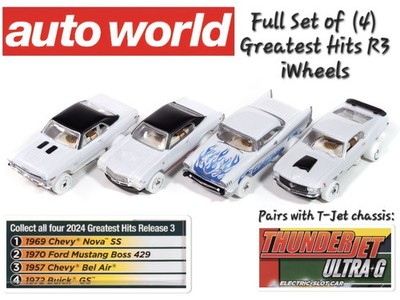 Auto World FULL SET (4) of iWheels White - Greatest Hits R3 - Tjet 1/64 - SC411