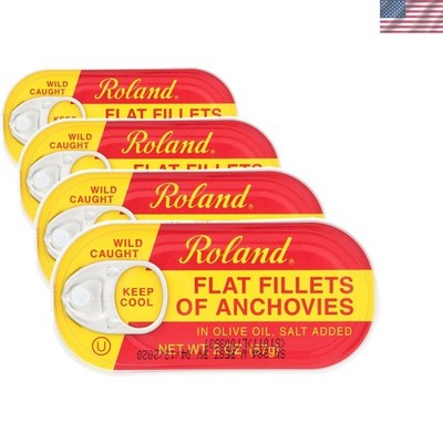 4-Pack Flat Anchovies in  Olive Oil   Perfect for Paleo and Kosher Diets