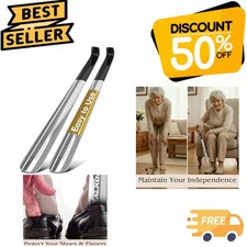 Stainless Steel Long Handle Shoe Horns for Effortless Shoe Wearing, 2-Pack