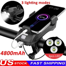 400LM USB Rechargeable LED Cycle Bike Headlight Phone Holder With Power Bank