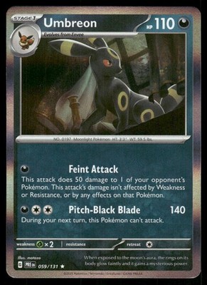 Umbreon 059/131 Holo Rare SV: Prismatic Evolutions Pokemon Holo Near Mint