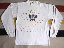 VTG 90s Lee Utah Ski Retro Art USA Made White L/S Tee T-Shirt Womens S