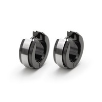 Monomania Ohrringe Creolen Herren Business Edelstahl Schwarz 30275