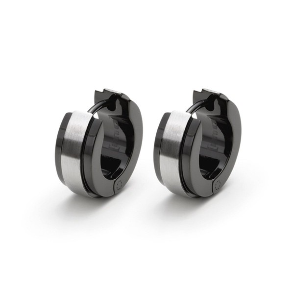 Monomania Ohrringe Creolen Herren Business Edelstahl Schwarz 30275-image