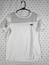 Victorias Secret PINK Dog Logo Colorblock Tee Shirt MEDIUM