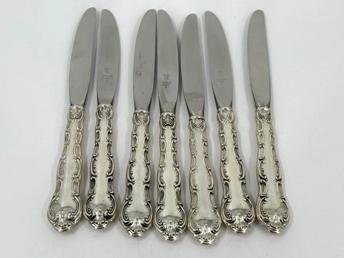 7 GORHAM Strasbourg Pattern Sterling Silver Dinner Knives-9 1/4"-No Monogram