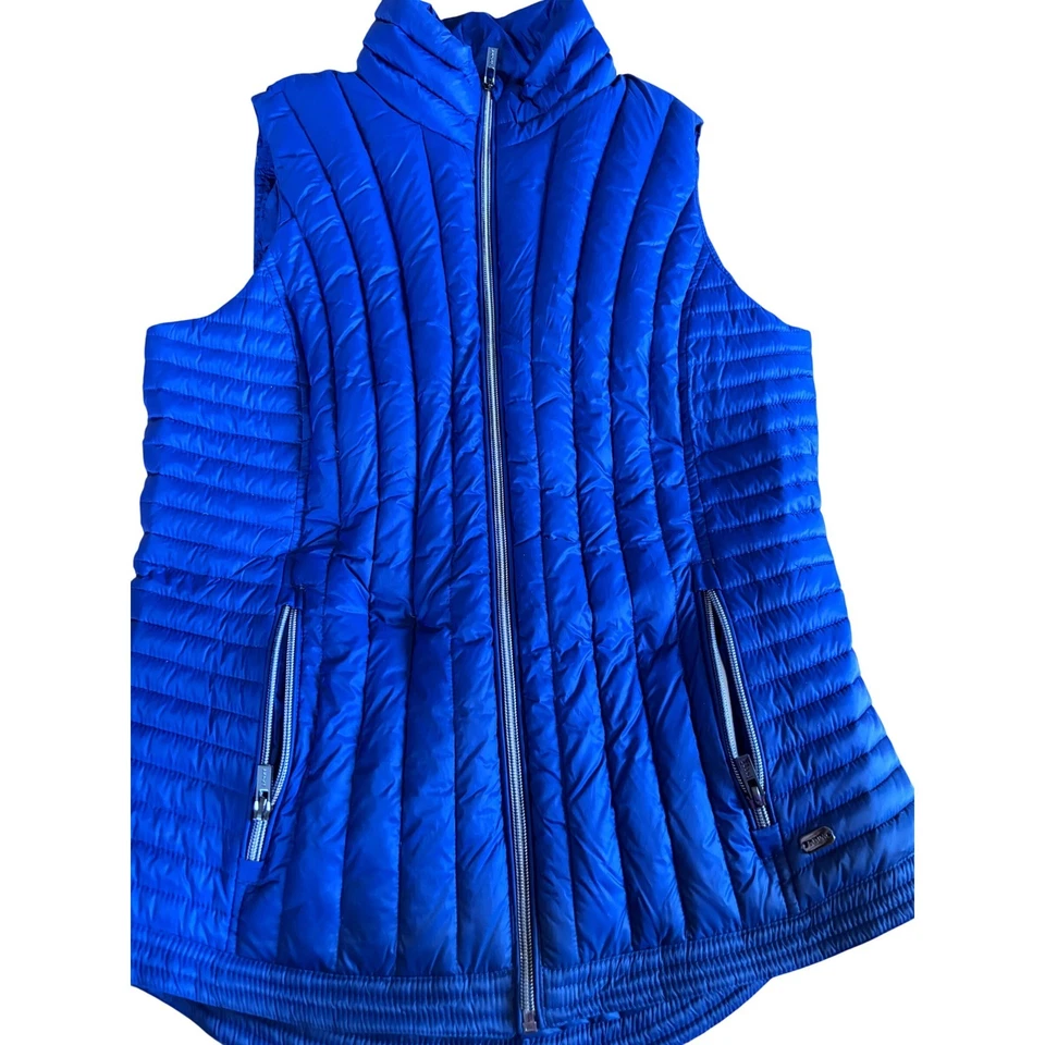 Chaleco acolchado DKNY Sport azul acolchado con cremallera completa para mujer talla mediana Foto 2 de 4