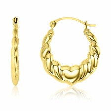 14K Gold Love Heart Hoop Earrings 20mm