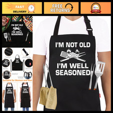 Humorous BBQ Apron for Men - Adjustable, 2 Pockets, 40" Ties - Grilling Gift