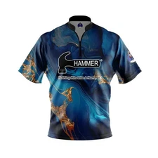 Custom Name Hammer Gold Blue Melting Pot Bowling Jersey - Size S-5XL