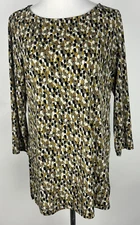 SUSAN GRAVER 3/4sl 'Confetti Print Liquid Knit Bateau Neck Tunic' - XS, Green