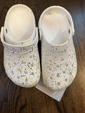 Crocs White Speckled Clog Slip On Big Kids Sz 3 NWT