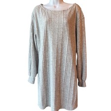 Shein Ribbed Sweater Dress Gray Boat Neck Long Sleeve Sizr XL